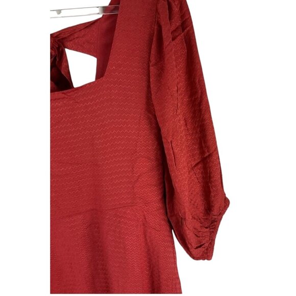 Band of the Free NWT Josette Dress Aurora Red Textured Mini Dress Sz Medium Puff - Picture 11 of 16